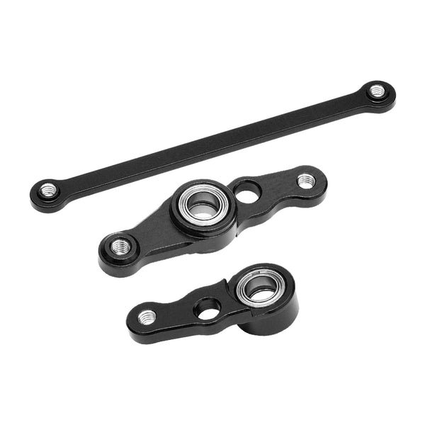 Tamiya DF01 / TA01 / TA02 / M1025 Aluminum Steering Assembly With Bearings - 1 Set Black
