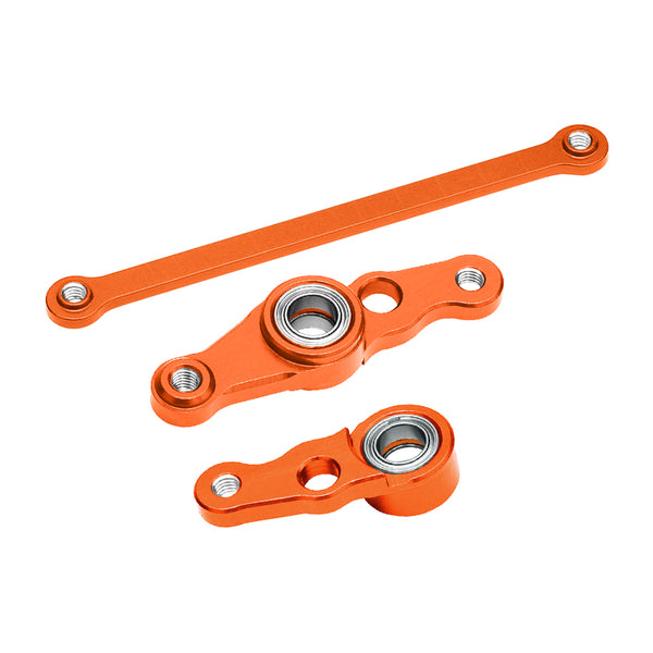 Tamiya DF01 / TA01 / TA02 / M1025 Aluminum Steering Assembly With Bearings - 1 Set Orange