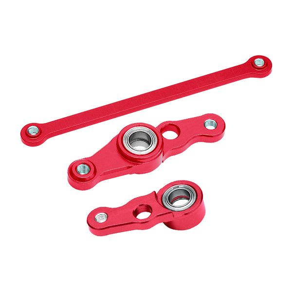 Tamiya DF01 / TA01 / TA02 / M1025 Aluminum Steering Assembly with Bearings - 1 Set Red