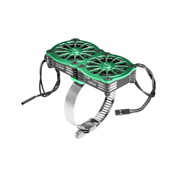 Aluminum 7075-T6 Alloy+316 Stainless Steel Dual 40X40mm Cooling Fan Ajustable For 40-56 Series Motor - Green