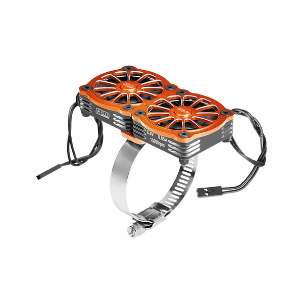 Aluminum 7075-T6 Alloy+316 Stainless Steel Dual 40X40mm Cooling Fan Ajustable For 40-56 Series Motor - Orange