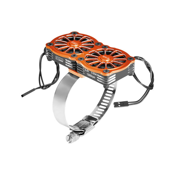 Aluminum 7075-T6 Alloy+316 Stainless Steel Dual 40X40mm Cooling Fan Ajustable For 56-70 Series Motor - Orange