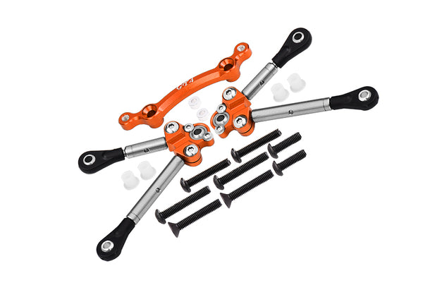 Titanium Front Tie Rods With Stabilizer For C Hub For 1/10 Traxxas Ford GT 4-Tec 2.0 83056-4 / 4-Tec 3.0 93054-4 - 15Pc Set Orange
