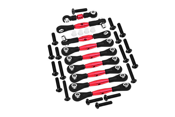 Aluminum Tie Rods For 1/10 Traxxas Ford GT 4-Tec 2.0 83056-4 / 4-Tec 3.0 93054-4 - 9Pc Set Red