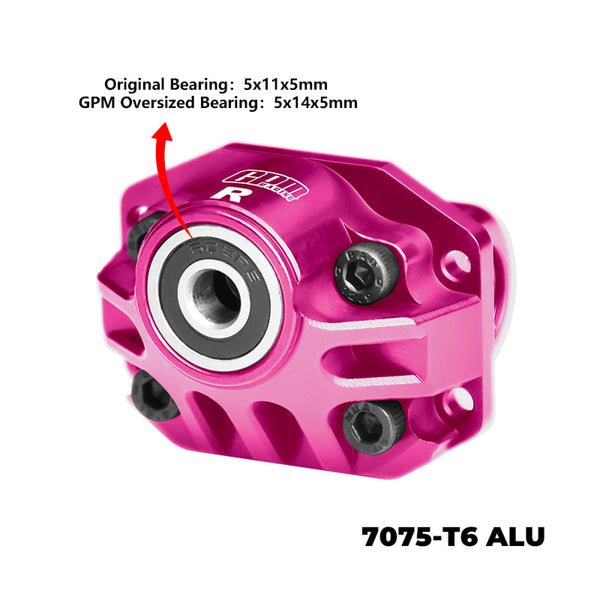 Aluminum 7075-T6 Alloy Rear Axle Third Member Oversize Bearing Differential Cover Case for Vanquish 1/10 H10 Optic Kit Rock Crawler-VPS09027 Upgrades - Pink
