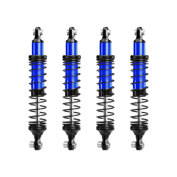 Aluminum 6061-T6 Alloy Front and Rear Adjustable Progressive 89mm Spring Damper Shock Absorber 4Pc Set For Vanquish 1:10 H10 Optic Kit / Yokohama RTR / Sparco RTR Rock Crawler Upgrades - Blue