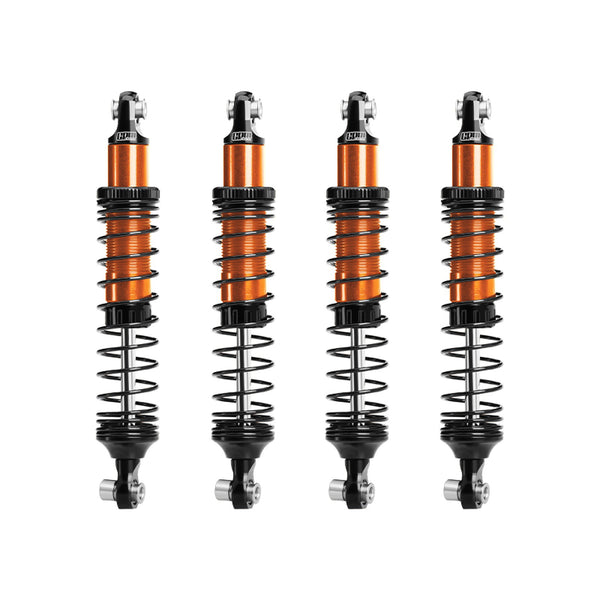 Aluminum 6061-T6 Alloy Front and Rear Adjustable Progressive 89mm Spring Damper Shock Absorber 4Pc Set For Vanquish 1:10 H10 Optic Kit / Yokohama RTR / Sparco RTR Rock Crawler Upgrades - Orange