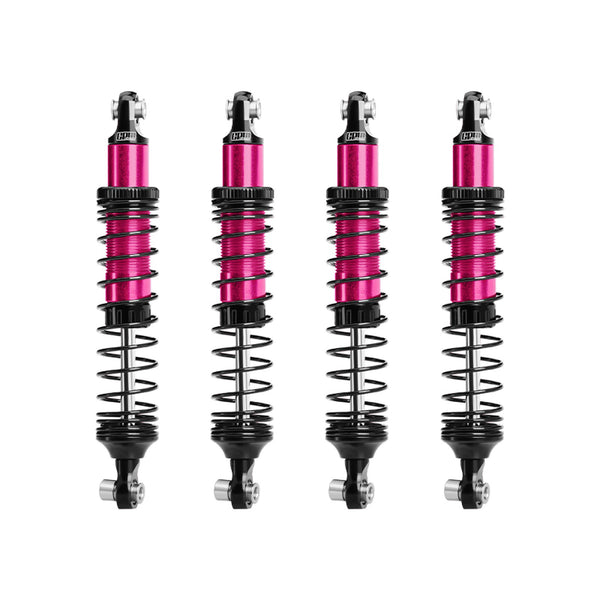 Aluminum 6061-T6 Alloy Front and Rear Adjustable Progressive 89mm Spring Damper Shock Absorber 4Pc Set For Vanquish 1:10 H10 Optic Kit / Yokohama RTR / Sparco RTR Rock Crawler Upgrades - Pink