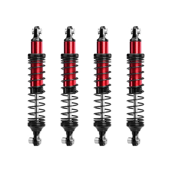 Aluminum 6061-T6 Alloy Front and Rear Adjustable Progressive 89mm Spring Damper Shock Absorber 4Pc Set For Vanquish 1:10 H10 Optic Kit / Yokohama RTR / Sparco RTR Rock Crawler Upgrades - Red