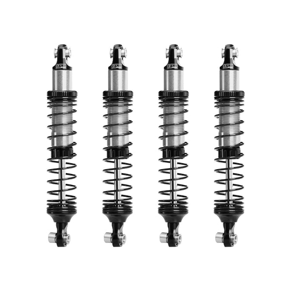 Aluminum 6061-T6 Alloy Front and Rear Adjustable Progressive 89mm Spring Damper Shock Absorber 4Pc Set For Vanquish 1:10 H10 Optic Kit / Yokohama RTR / Sparco RTR Rock Crawler Upgrades - Silver