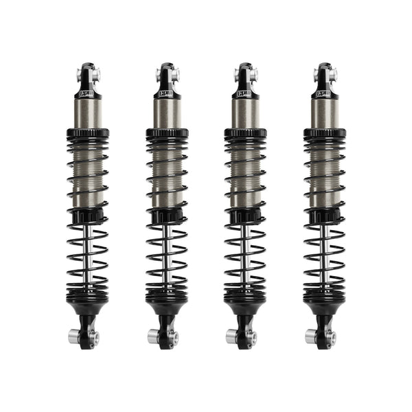 Aluminum 6061-T6 Alloy Front and Rear Adjustable Progressive 89mm Spring Damper Shock Absorber 4Pc Set For Vanquish 1:10 H10 Optic Kit / Yokohama RTR / Sparco RTR Rock Crawler Upgrades - Titanium