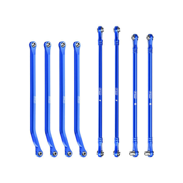 Aluminum 7075-T6 Alloy High-Clearance Upper & Lower Link Bar Set For Vanquish 1:10 H10 Optic Kit / Yokohama RTR / Sparco RTR Rock Crawler Upgrades - Blue