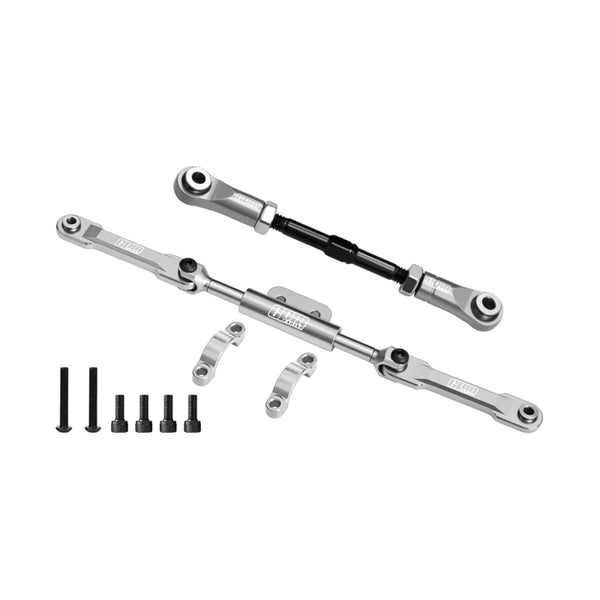 4140 Carbon Steel + Aluminum 7075-T6 Alloy Servo Link & Front Steering Link Set For Vanquish 1:10 H10 Optic Kit / Yokohama RTR / Sparco RTR Rock Crawler Upgrades - Silver