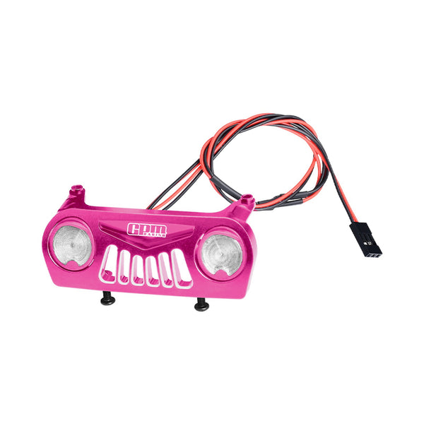 Aluminum 7075-T6 Alloy Front Bumper With White Light For Vanquish 1:10 H10 Optic Kit/Yokohama RTR/Sparco RTR Rock Crawler Upgrades - Pink
