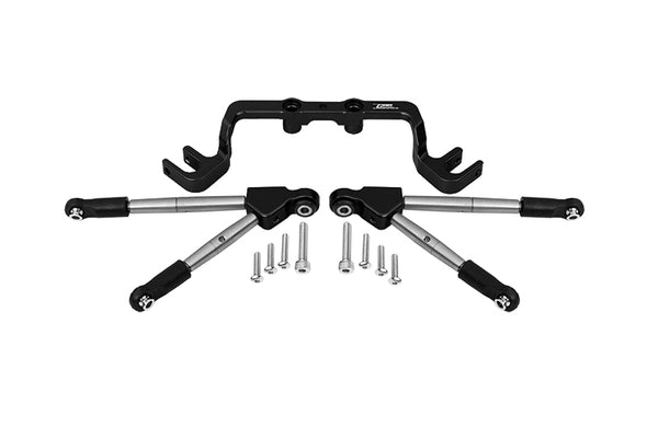 Aluminum Front Tie Rods With Stabilizer For C Hub For 1/10 Traxxas HOSS 4X4 VXL 90076-4 - 11Pc Set Black