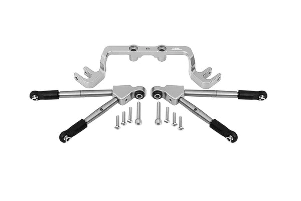 Aluminum Front Tie Rods With Stabilizer For C Hub For 1/10 Traxxas HOSS 4X4 VXL 90076-4 - 11Pc Set Silver