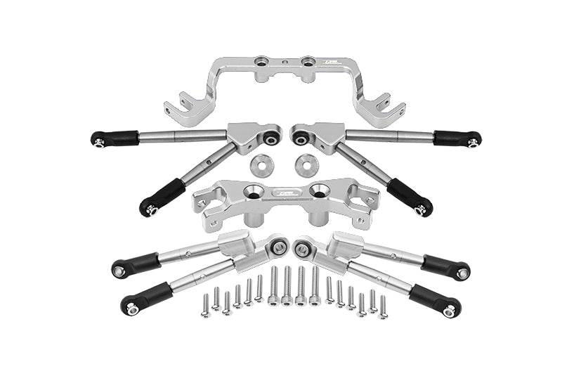 Aluminum Front & Rear Tie Rods With Stabilizer For 1/10 Traxxas HOSS 4X4 VXL 90076-4 - 24Pc Set Silver