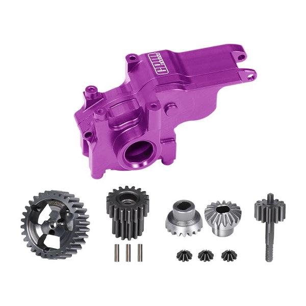 Aluminum 7075 Alloy Transmission Case + 40Cr Steel Transmission Gear Set For LOSI 1/24 Micro-B 2WD Buggy RTR-LOS00007 Upgrades - Purple