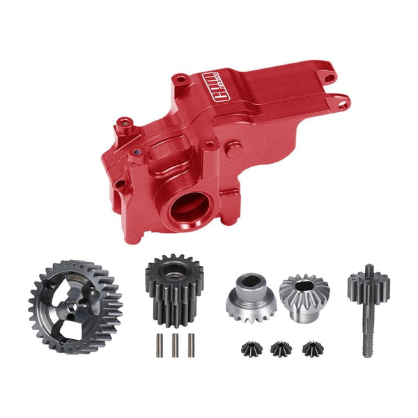 Aluminum 7075 Alloy Transmission Case + 40Cr Steel Transmission Gear Set For LOSI 1/24 Micro-B 2WD Buggy RTR-LOS00007 Upgrades - Red