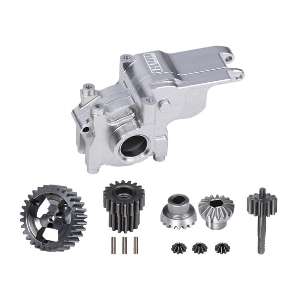 Aluminum 7075 Alloy Transmission Case + 40Cr Steel Transmission Gear Set For LOSI 1/24 Micro-B 2WD Buggy RTR-LOS00007 Upgrades - Silver