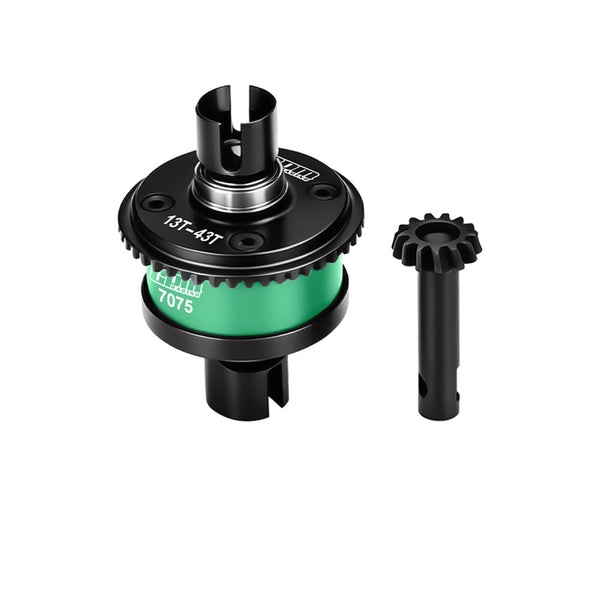4140 Steel + Aluminum 7075 Alloy Front Or Rear Complete Differential 13/43T/1.0 Mod For LOSI 1/8 LMT 1.0 / 2.0 Solid Axle Monster Truck Upgrades - Green