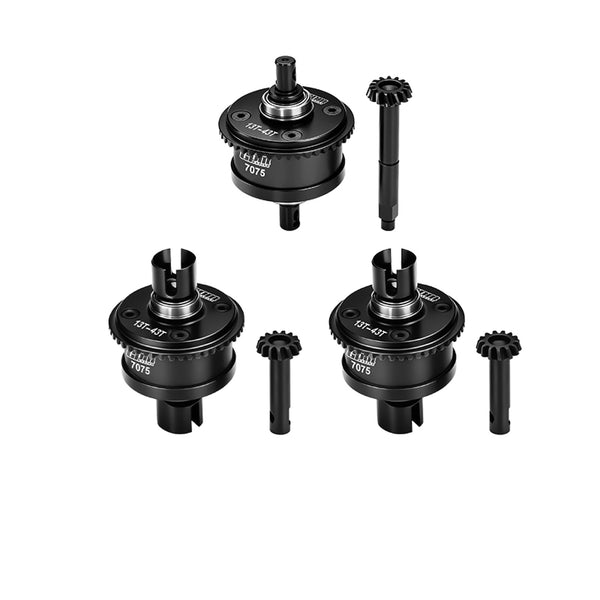4140 Steel + Aluminum 7075 Alloy Front & Center & Rear Complete Differential 13/43T/1.0 MOD For LOSI 1:8 LMT 1.0 / LMT 2.0 / 1:10 TLR Tuned LMT Solid Axle Monster Truck Upgrades - Black