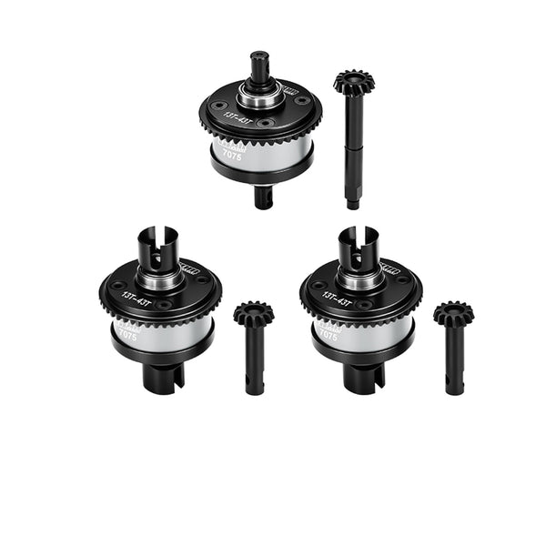 4140 Steel + Aluminum 7075 Alloy Front & Center & Rear Complete Differential 13/43T/1.0 MOD For LOSI 1:8 LMT 1.0 / LMT 2.0 / 1:10 TLR Tuned LMT Solid Axle Monster Truck Upgrades - Silver