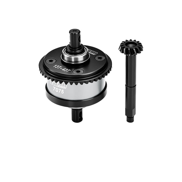 4140 Steel + Aluminum 7075 Alloy Center Complete Differential 13/43T/1.0 Mod For LOSI 1/8 LMT 1.0 / 2.0 Solid Axle Monster Truck Upgrades - Silver