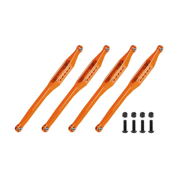 Aluminum 7075-T6 Alloy Lower Link Bar Set For LOSI 1/8 LMT 2.0 Grave Digger 4X4 Solid Axle Brushless Monster Truck-LOS04028 Upgrades - Orange