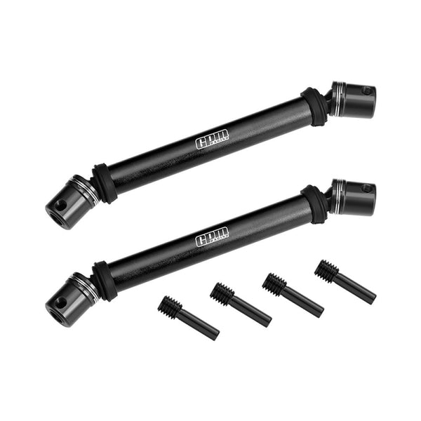 4140 Carbon Steel+Alloy 6061-T6 Front+Rear Universal Center Slider Driveshaft For LOSI 1/8 LMT 2.0 Grave Digger 4X4 Solid Axle Brushless Monster Truck-LOS04028 Upgrades - Black