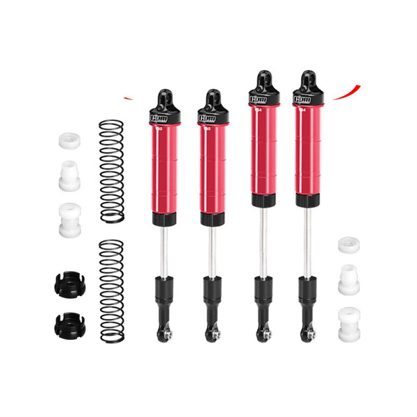 Aluminum 6061-T6 Alloy Front Or Rear Complete Internal Spring Shock (130mm And 134mm) For LOSI 1/8 LMT 2.0 Grave Digger 4X4 Solid Axle Brushless Monster Truck-LOS04028 Upgrades - Red