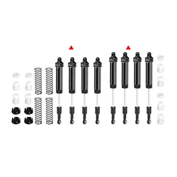 Aluminum 6061-T6 Alloy Front & Rear Complete Internal Spring Shock Set 130mm And 134mm For LOSI 1/8 LMT 2.0 Grave Digger 4X4 Monster Truck-LOS04028 Upgrades - Black