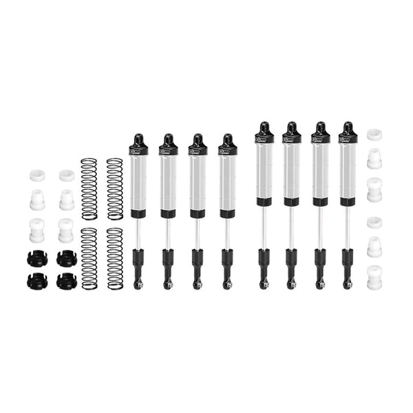 Aluminum 6061-T6 Alloy Front & Rear Complete Internal Spring Shock Set 130mm And 134mm For LOSI 1/8 LMT 2.0 Grave Digger 4X4 Monster Truck-LOS04028 Upgrades - Silver