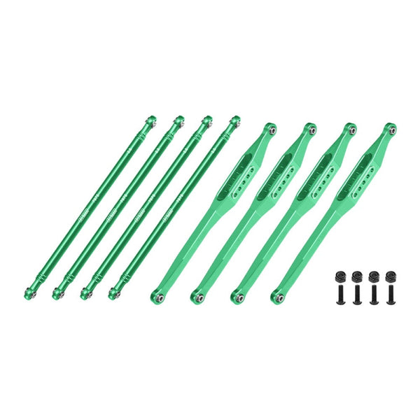 Aluminum 7075-T6 Alloy Upper & Lower Link Bar Set For LOSI 1/8 LMT 2.0 Grave Digger 4X4 Solid Axle Brushless Monster Truck-LOS04028 Upgrades - Green