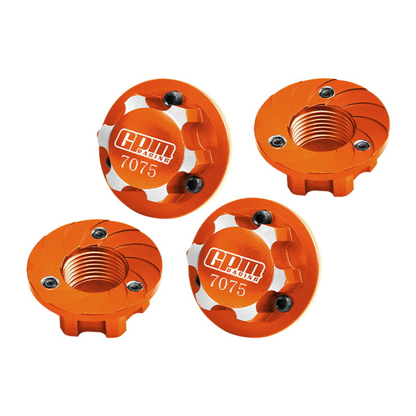 Aluminum 7075 Alloy Wheel Nut 17mm For LOSI 1/6 8IGHT-X Super Lasernut 4WD Brushless Buggy-LOS04019 & 1/7 1/8 Arrma RC Car Upgrade Parts - Orange