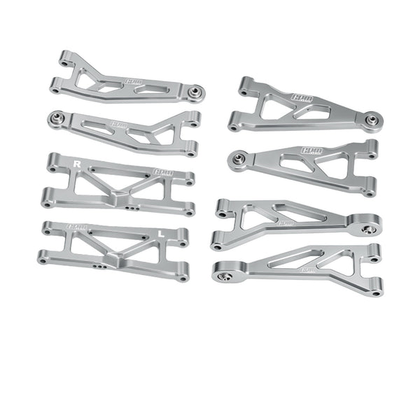 Aluminum 7075-T6 Alloy Front & Rear Suspension Arms Kit For Arrma 1/16 Mini Kraton 3S Speed Truck-ARA2508 Upgrades - Silver