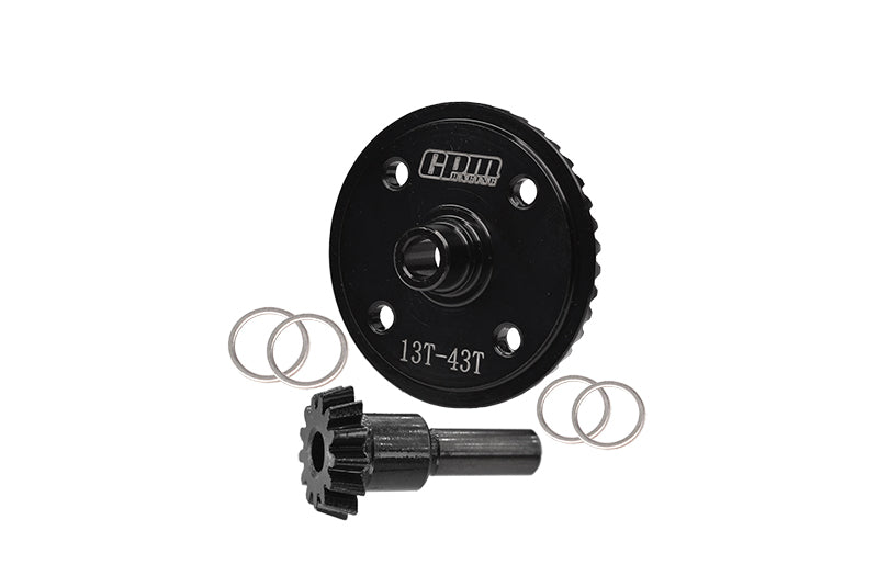 Arrma SENTON / TYPHON / INFRACTION /LIMITLESS Harden Steel 43T/13T Straight Main Diff Gear - 2Pc Set Black