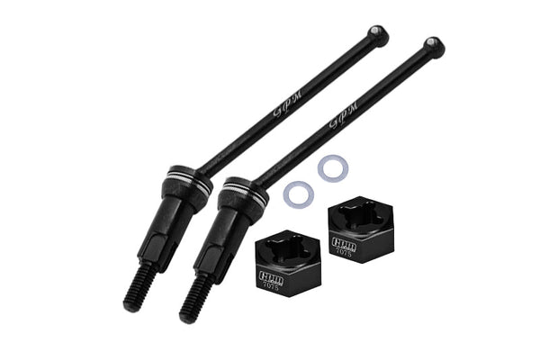 4140 Medium Carbon Steel Front Or Rear CVD Drive Shafts With Aluminum 7075 Wheel Hex For Arrma 1:18 4WD GRANITE GROM MEGA 380 BRUSHED-ARA2102 / TYPHON GROM MEGA 380 BRUSHED-ARA2106 Upgrades - Black