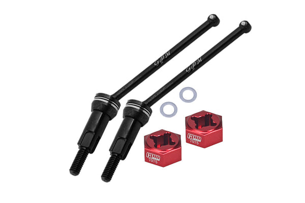 4140 Medium Carbon Steel Front Or Rear CVD Drive Shafts With Aluminum 7075 Wheel Hex For Arrma 1:18 4WD GRANITE GROM MEGA 380 BRUSHED-ARA2102 / TYPHON GROM MEGA 380 BRUSHED-ARA2106 Upgrades - Red