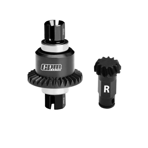 4140 Carbon Steel + Aluminum 7075 Alloy Rear Differential Gear Set 12/30T For Arrma 1:18 GRANITE GROM / 1:16 MOJAVE GROM / 1:14 TYPHON GROM - Black