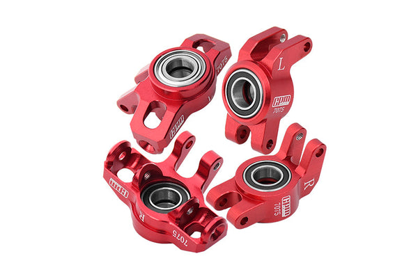 Aluminum 7075 Alloy Front Steering Block + Rear Hub (Larger Inner Bearings) For Arrma 1/14 MOJAVE GROM MEGA 380 BRUSHED 4X4 SMALL SCALE DESERT TRUCK RTR-ARA2104 Upgrades - Red