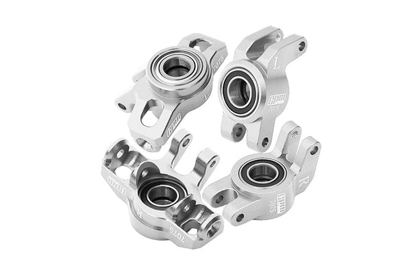 Aluminum 7075 Alloy Front Steering Block + Rear Hub (Larger Inner Bearings) For Arrma 1/14 MOJAVE GROM MEGA 380 BRUSHED 4X4 SMALL SCALE DESERT TRUCK RTR-ARA2104 Upgrades - Silver