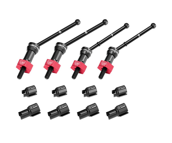 Aluminum 4140 Carbon Steel Front & Rear CVD Drive Shafts With Alloy 7075 Wheel Hex (Pins Thickened 2mm) For Arrma 1/16 MOJAVE GROM Desert Truck Upgrades - Red