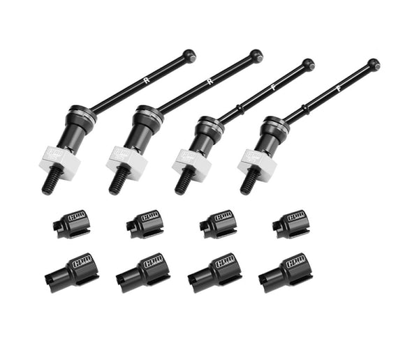 Aluminum 4140 Carbon Steel Front & Rear CVD Drive Shafts With Alloy 7075 Wheel Hex (Pins Thickened 2mm) For Arrma 1/16 MOJAVE GROM Desert Truck Upgrades - Silver