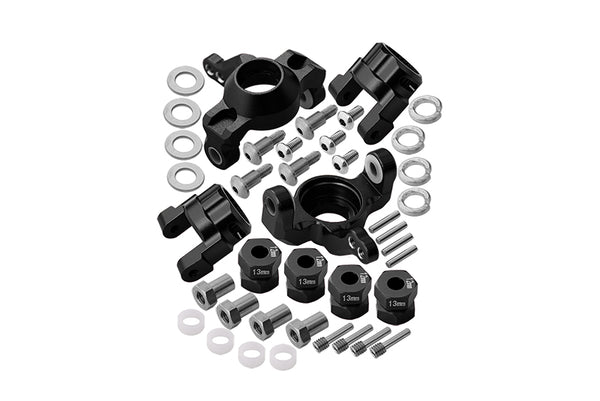 Axial SMT10 Grave Digger (AX90055) Aluminum Front C-Hub & Knuckle Arm (5 Degree Caster) - 4Pcs Set Black