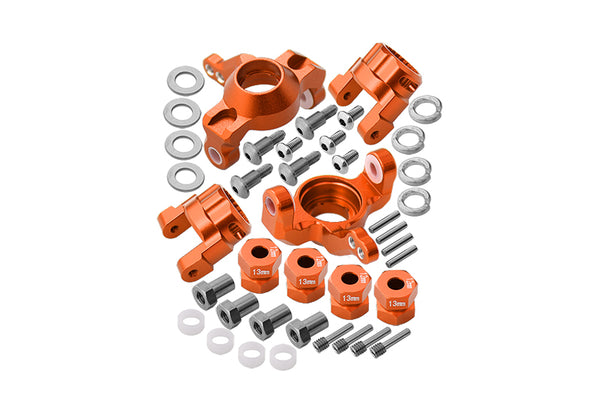 Axial SMT10 Grave Digger (AX90055) Aluminum Front C-Hub & Knuckle Arm (5 Degree Caster) - 4Pcs Set Orange