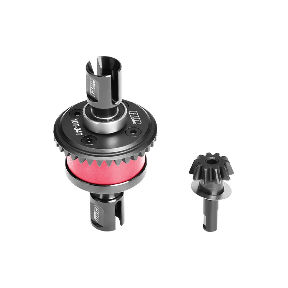 20CrMnTi Steel + 7075 Alloy Front Or Rear Complete Differential For Arrma 1:8 KRATON 6S V6 / NOTORIOUS V6 / OUTCAST / TALION / 1:7 MOJAVE EXB / FIRETEAM / BIG ROCK 6S Upgrade Parts - Red