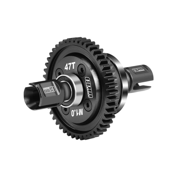 20CrMnTi Steel Main Gear 47T 1.0 + Aluminum 7075 Alloy Center Complete Differential For Arrma 1:8 KRATON 6S / OUTCAST / TALION / NOTORIOUS / 1:7 MOJAVE 6S / FIRETEAM / BIG ROCK - Black