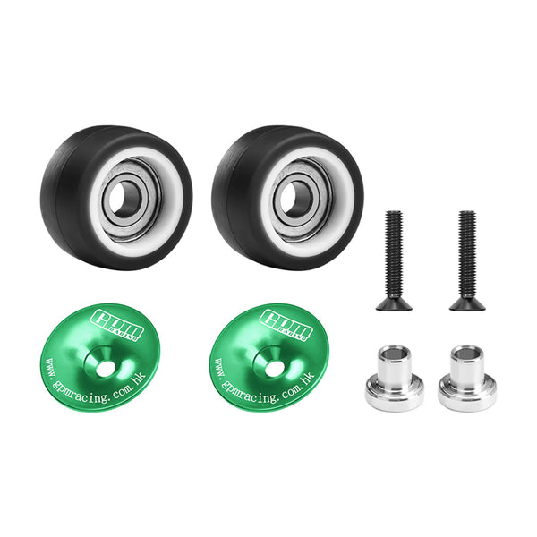 Aluminum 7075-T6 Alloy Wheelie Bar Wheel & Bearing For Arrma 1:16 QUAKE GROM / GORGON GROM Brushed Monster Truck Upgrades - Green