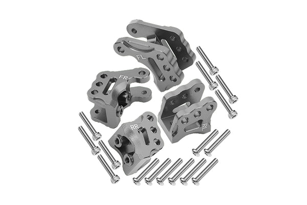 Axial 1/10 RBX10 Ryft 4WD Rock Bouncer Aluminum Front & Rear Axle Mount Set For Suspension Links - 20Pc Set Gray Silver